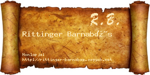 Rittinger Barnabás névjegykártya